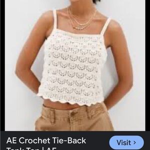 American Eagle Outfitters Cream Crochet Tank Top